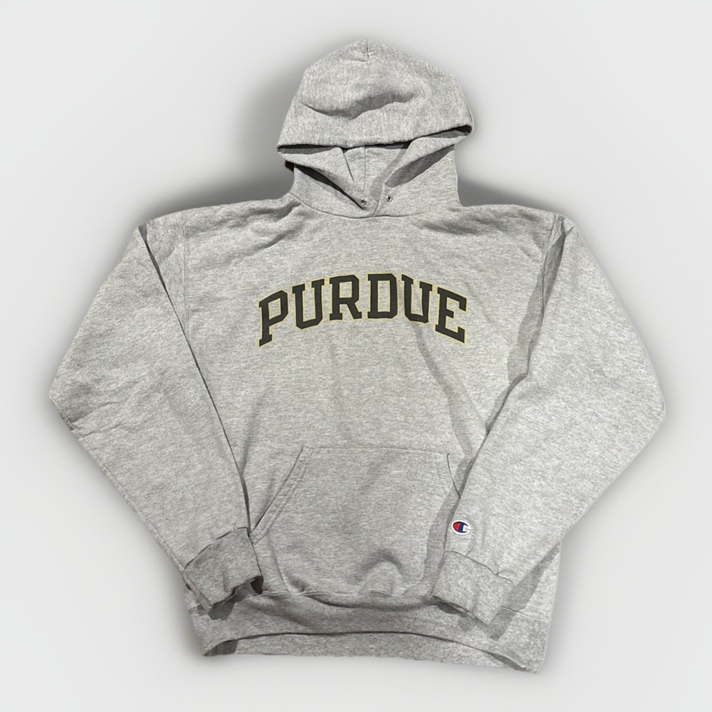 Purdue Boilermakers Hoodie Mens M Gray Champion Pullover Sweatshirt College